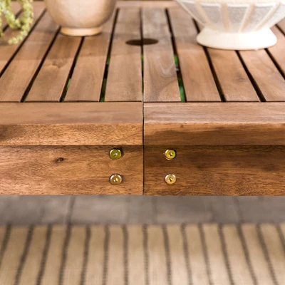 Acacia Wood Patio Simple Rectangle Dining Table - Saracina Home - Image 11