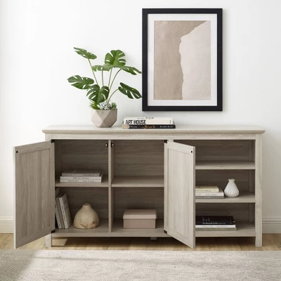 58" Diagonal Grooved Door Sideboard With Open Storage - Saracina Home - Image 3
