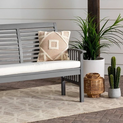Ravenscroft Modern Boho Acacia Wood Slatted Outdoor Loveseat With Cushion - Saracina Home - Image 8