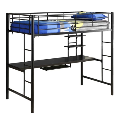 Twin Analise Metal Loft Bed With Wood Desk - Saracina Home - Image 6