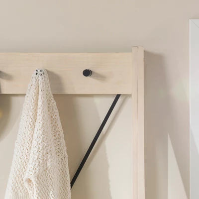 68" Solid Wood X Back Angled Hall Tree White Wash - Saracina Home - Image 13