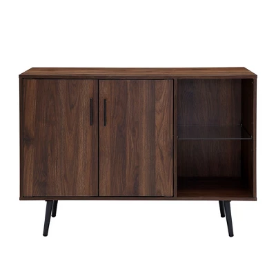 44" Mid-Century Modern Asymmetrical Sideboard Dark Walnut - Saracina Home - Image 2