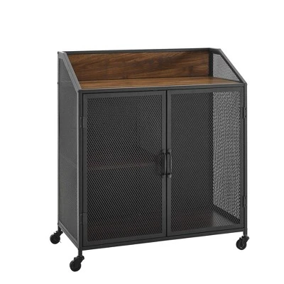 Urban Industrial Metal Mesh Bar Cart With Wheels - Saracina Home - Image 9
