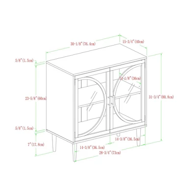 Metal Door Tempered Glass TV Stand For TVs Up To 32" Dark Walnut - Saracina Home - Image 4