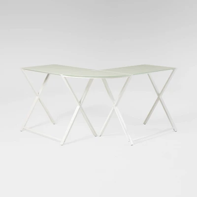 Modern Glass L Shaped Gaming Computer Desk White - Saracina Home