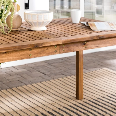 Acacia Wood Patio Simple Rectangle Dining Table - Saracina Home - Image 8
