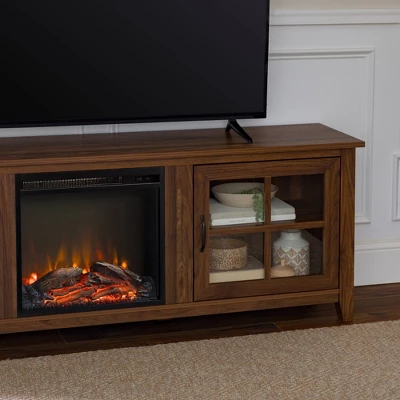 Tasi Transitional Farmhouse Glass Window Pane Door With Electric Fireplace TV Stand For TVs Up To 80" - Saracina Home - Image 10