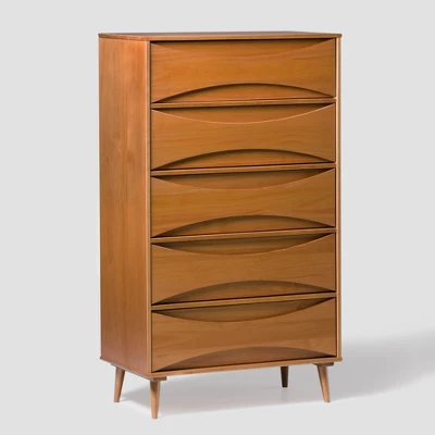 Mid-Century Modern Contoured 5 Drawer Chest Of Drawers - Saracina Home - Image 2