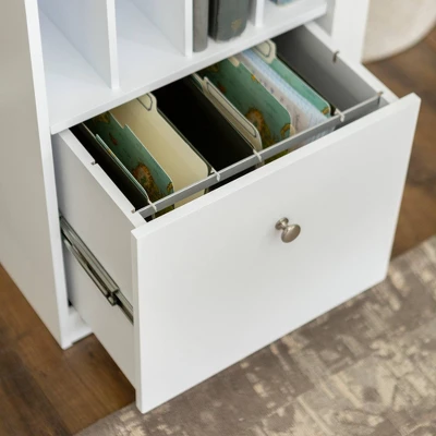 Home Office Deluxe Storage Computer Desk White - Saracina Home - Image 4