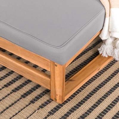 Galia 2pc Square Leg Acacia Wood Chair And Ottoman With Cushions - Brown - Saracina Home - Image 6