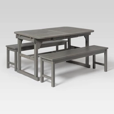 Ravenscroft 3pc Modern Boho Acacia Wood Slat Top Outdoor Dining Set - Saracina Home - Image 9