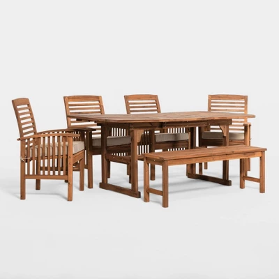 Ravenscroft 6pc Acacia Wood Patio Dining Set With Cushions - Saracina Home - Image 5