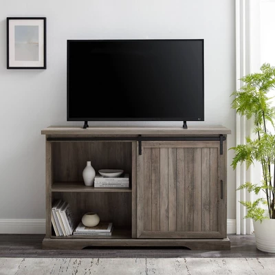 Orson Farmhouse Sliding Grooved Door Sideboard With 3 Drawers Gray Wash - Saracina Home - Image 4