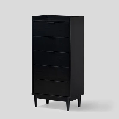 Mid-Century Modern Solid Wood 5 Drawer Chest Of Drawers - Saracina Home - Image 5