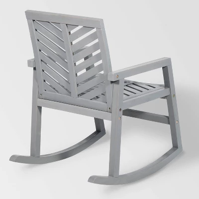 Slatted Chevron Acacia Wood Patio Rocking Chair - Saracina Home - Image 3