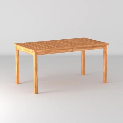 Acacia Wood Patio Simple Rectangle Dining Table - Saracina Home - Image 18