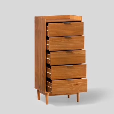 Mid-Century Modern Solid Wood 5 Drawer Chest Of Drawers - Saracina Home - Image 13
