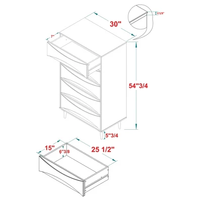 Mid-Century Modern Contoured 5 Drawer Chest Of Drawers - Saracina Home - Image 16