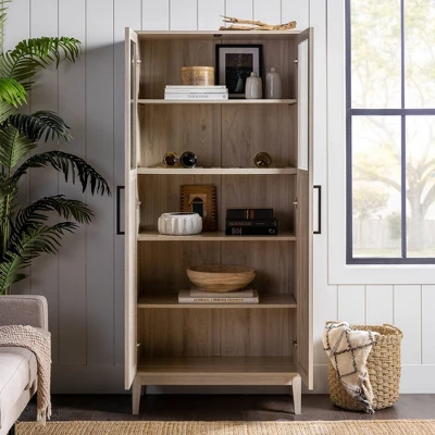 68" Boho Modern Tall Storage Wood Cabinet - Saracina Home - Image 3