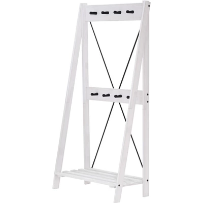 68" Solid Wood X Back Angled Hall Tree White Wash - Saracina Home - Image 2