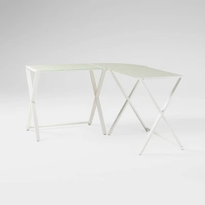 Modern Glass L Shaped Gaming Computer Desk White - Saracina Home - Image 3