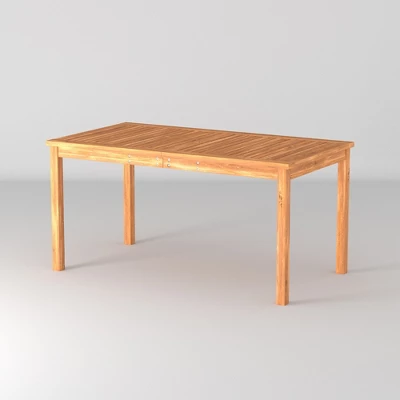Acacia Wood Patio Simple Rectangle Dining Table - Saracina Home - Image 5