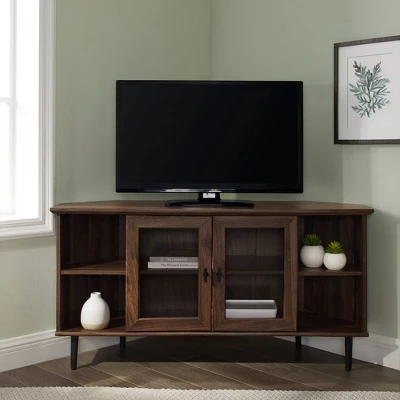 Modern Glass Door Corner TV Stand For TVs Up To 55" - Saracina Home - Image 2