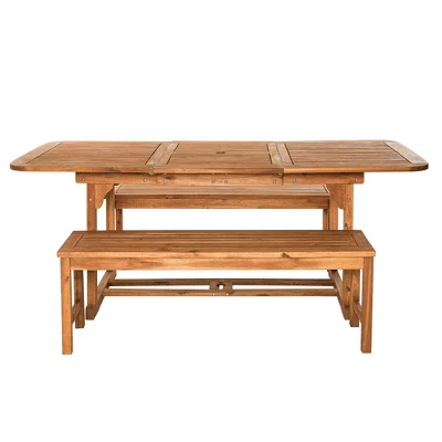 Ravenscroft 3pc Modern Boho Acacia Wood Slat Top Outdoor Dining Set - Saracina Home - Image 4