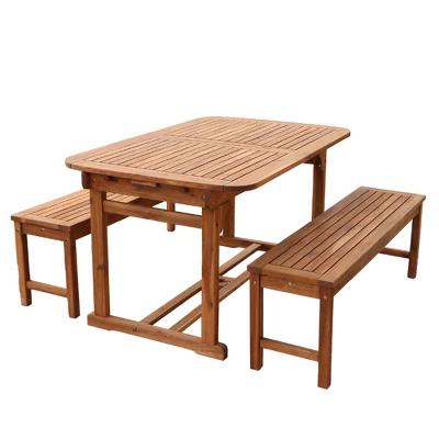 Ravenscroft 3pc Modern Boho Acacia Wood Slat Top Outdoor Dining Set - Saracina Home - Image 7