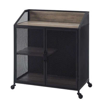 Urban Industrial Metal Mesh Bar Cart With Wheels - Saracina Home - Image 7