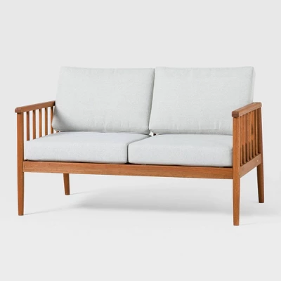 Saracina Home Modern Boho Eucalyptus Spindle Outdoor Bench With Cushions - Image 3