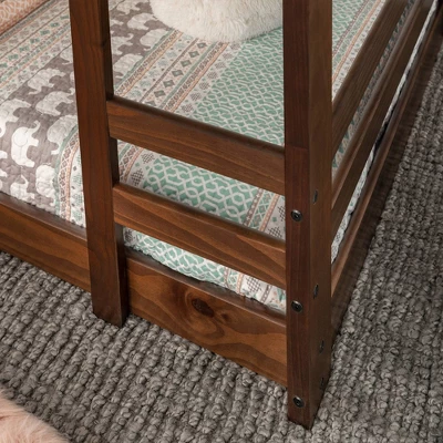 Twin Indy Solid Wood Triple Bunk Bed Walnut - Saracina Home - Image 5