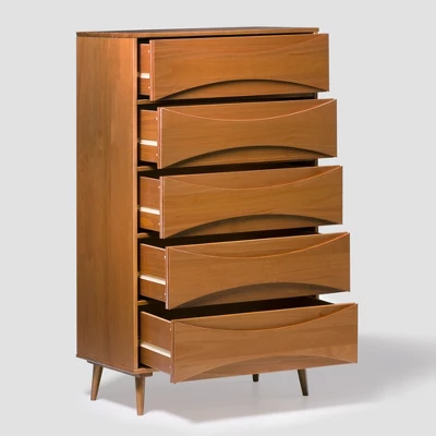 Mid-Century Modern Contoured 5 Drawer Chest Of Drawers - Saracina Home - Image 13