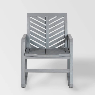 Slatted Chevron Acacia Wood Patio Rocking Chair - Saracina Home - Image 2