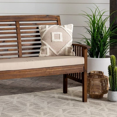 Ravenscroft Modern Boho Acacia Wood Slatted Outdoor Loveseat With Cushion - Saracina Home - Image 13