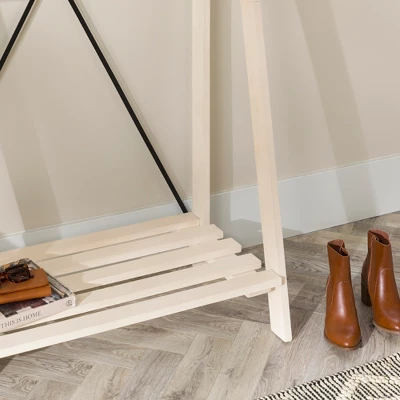 68" Solid Wood X Back Angled Hall Tree White Wash - Saracina Home - Image 10