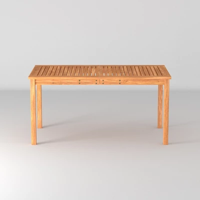 Acacia Wood Patio Simple Rectangle Dining Table - Saracina Home - Image 4