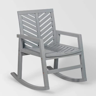 Slatted Chevron Acacia Wood Patio Rocking Chair - Saracina Home - Image 9