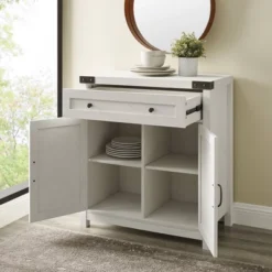 Clarabelle Rustic Farmhouse Barn Door Accent Cabinet - Saracina Home