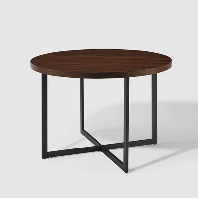 Modern 42" Round Intersecting Leg Dining Table Dark Walnut - Saracina Home - Image 2