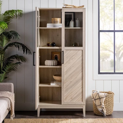 68" Boho Modern Tall Storage Wood Cabinet - Saracina Home - Image 14