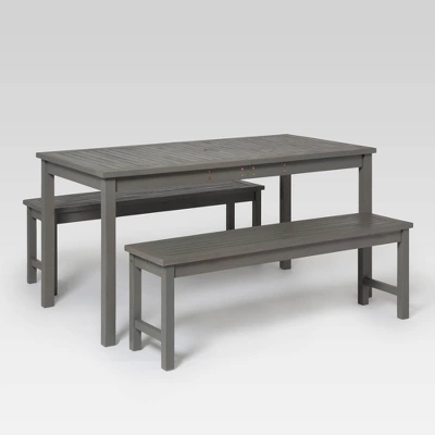 3pc Acacia Wood Simple Patio Dining Set - Saracina Home - Image 6