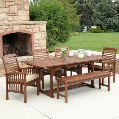 Ravenscroft 6pc Acacia Wood Patio Dining Set With Cushions - Saracina Home - Image 2