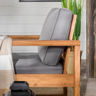 Galia 2pc Square Leg Acacia Wood Chair And Ottoman With Cushions - Brown - Saracina Home - Image 10