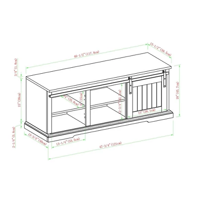 48" Transitional Sliding Door Wood And Metal Bench - Saracina Home - Image 2