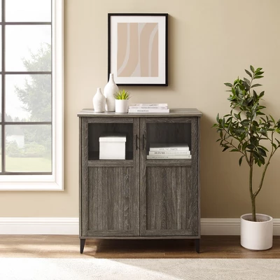 Transitional Glass And Grooved Door Accent Cabinet - Saracina Home - Image 3
