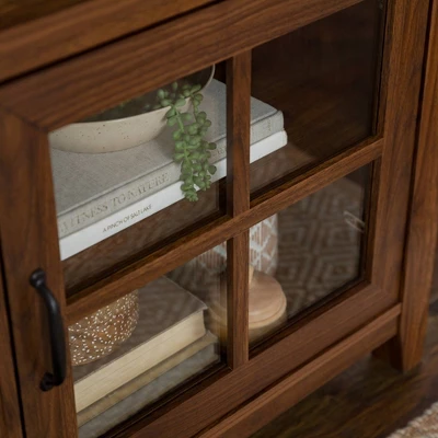 Tasi Transitional Farmhouse Glass Window Pane Door With Electric Fireplace TV Stand For TVs Up To 80" - Saracina Home - Image 4