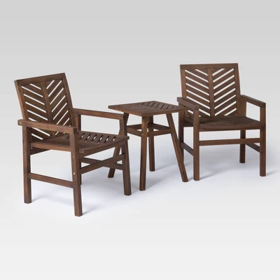 3pc Slatted Chevron Acacia Wood Patio Chat Set - Saracina Home - Image 10