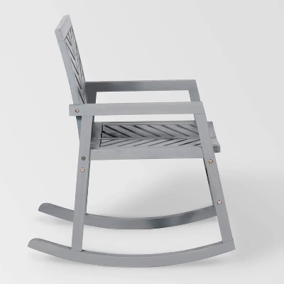 Slatted Chevron Acacia Wood Patio Rocking Chair - Saracina Home - Image 4
