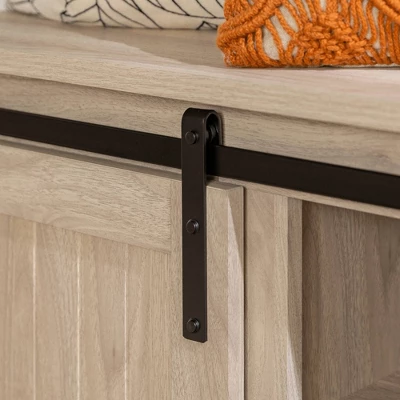 48" Transitional Sliding Door Wood And Metal Bench - Saracina Home - Image 11